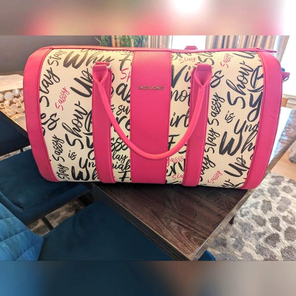 Sassy Jones Handbags - Sassy Jones Pink and Cream Travel Bag